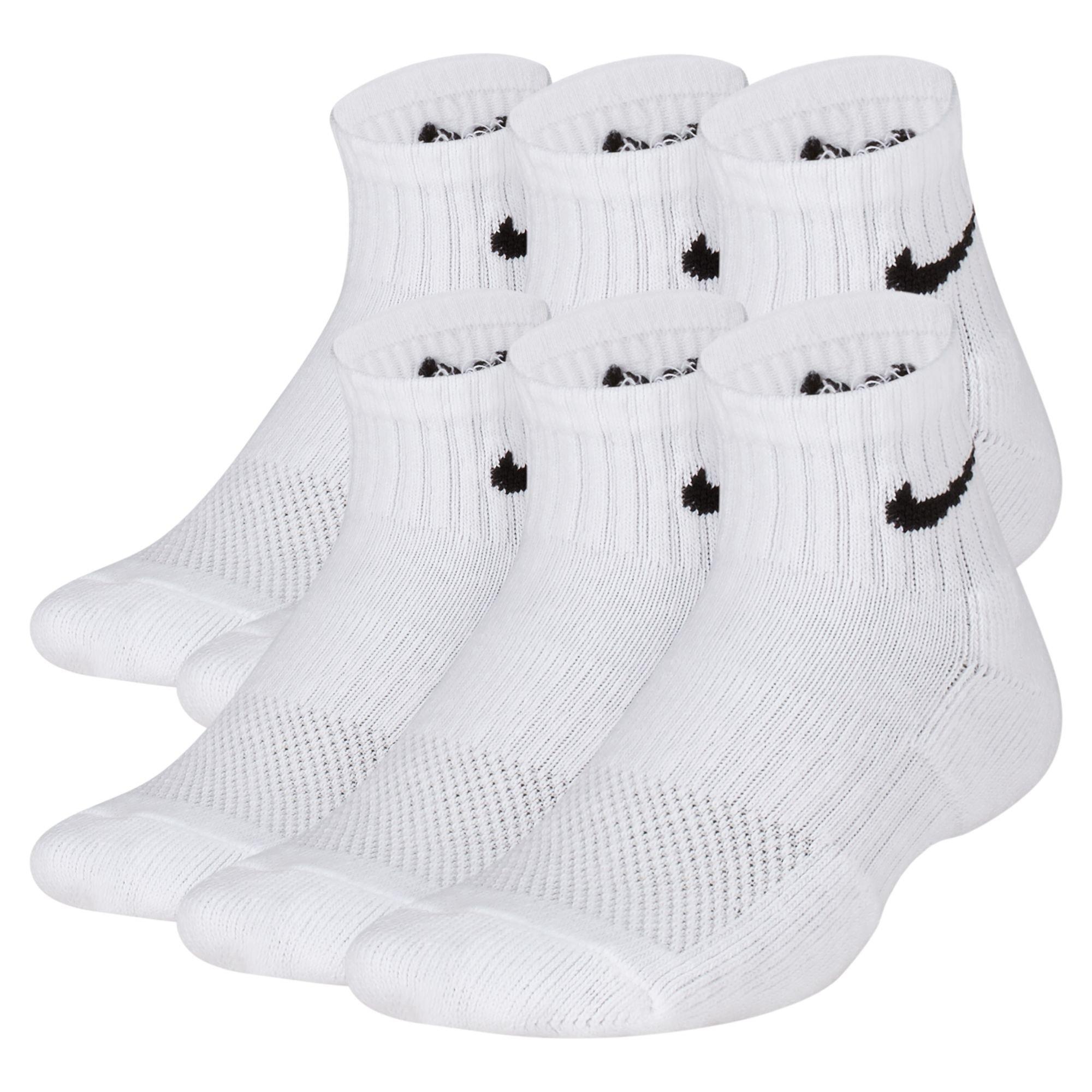 Nike Kids' Performance Cushioned Ankle Training Socks (6 Pair) - White Nike socks